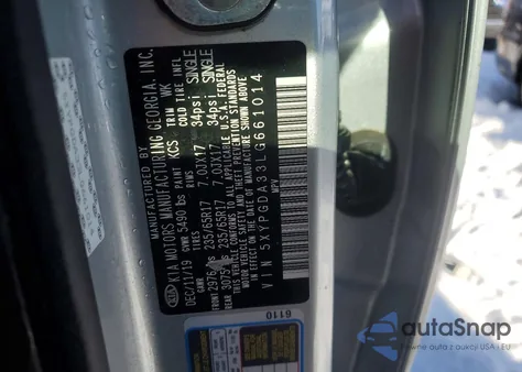 2020 Kia Sorento L z USA, uszkodzony, nr VIN 5XYPGDA33LG661014